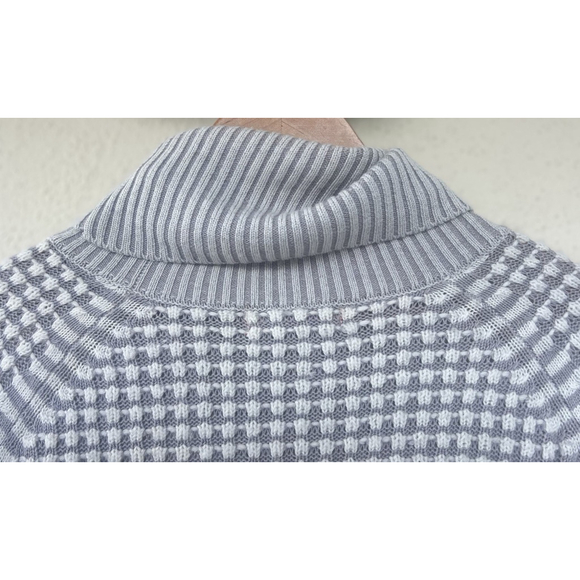 Krimson Klover Merino Wool Silk Blend Gray Stripe Turtleneck Sweater L/XL Thick - Picture 4 of 6